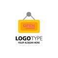 Marketing, Board, Sign, Open Business Logo Template. Flat Color