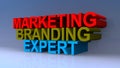 Marketing branding expert on blue