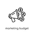 marketing budget icon. Trendy modern flat linear vector marketing budget icon on white background from thin line General Royalty Free Stock Photo