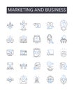 Marketing and business line icons collection. Advertising, Promotion, Branding, Sales, Commerce, Trade, Commerce vector