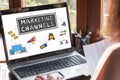 Marketing channels concept on a laptop screen Royalty Free Stock Photo