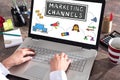 Marketing channels concept on a laptop screen Royalty Free Stock Photo