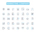 Marketing company linear icons set. Advertising, Branding, Strategy, Social, Analytics, Creative, Digital line vector