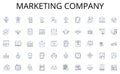 Marketing company line icons collection. Perceptive, Astute, Insightful, Enlightened, Observant, Discerning, Rational