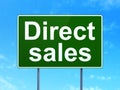Marketing concept: Direct Sales on road sign background