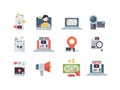 Marketing concept icon. Management of content email digital business blogging strategy performance writing vector