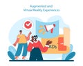 Marketing 5.0 concept. Immersive augmented and virtual reality experiences