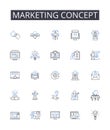 Marketing concept line icons collection. Headlines, Journalism, Reporting, Breaking, Investigative, Current, Worldwide