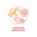 Marketing department red gradient concept icon