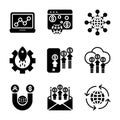 Marketing digital icon set include advertising,promotion,globe,gear,phone,cloud,magnet,mail