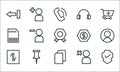 marketing and entertainment line icons. linear set. quality vector line set such as shield, copy, mobile data, remove user, pin,