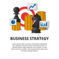 Marketing finance strategy concept. Business plan success goal tactical. illustration of chess, pawn, golden money, graph