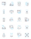 Marketing generation linear icons set. Lead, Conversion, Funnel, Strategy, Campaign, Audience, Engagement line vector