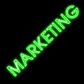 Marketing business signpost green neon sign retro