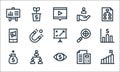 Marketing and growth line icons. linear set. quality vector line set such as goal, eye, money bag, budget, hierarchy, smartphone, Royalty Free Stock Photo