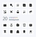 20 Marketing Growth Solid Glyph icon Pack like social marketing hands success marketing