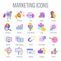 Marketing icons. Marketing mix infographic. Strategy and management.