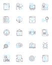 Marketing identity linear icons set. Branding, Identity, Image, Messaging, Positioning, Reputation, Perception line