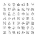 Marketing launch linear icons, signs, symbols vector line illustration set Royalty Free Stock Photo