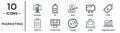 marketing linear icon set. includes thin line diagrams, sales, price, online store, buying, marketing graph, checklist icons for