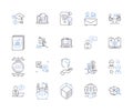 Marketing management outline icons collection. Marketing, Management, Strategy, Planning, Creative, Promotion, Lead