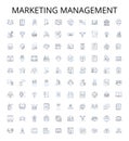 Marketing management outline icons collection. Marketing, Management, Strategy, Planning, Creative, Promotion, Lead