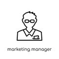 Marketing Manager icon. Trendy modern flat linear vector Marketing Manager icon on white background from thin line Professions co