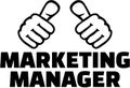 Marketing manager with thumbs. T-Shirt design.