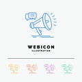 marketing, megaphone, announcement, promo, promotion 5 Color Line Web Icon Template isolated on white. Vector illustration Royalty Free Stock Photo