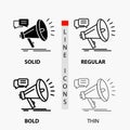 marketing, megaphone, announcement, promo, promotion Icon in Thin, Regular, Bold Line and Glyph Style. Vector illustration