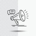 marketing, megaphone, announcement, promo, promotion Line Icon on Transparent Background. Black Icon Vector Illustration Royalty Free Stock Photo