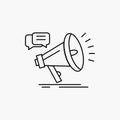 marketing, megaphone, announcement, promo, promotion Line Icon. Vector isolated illustration Royalty Free Stock Photo