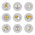 Marketing, online-shopping line icons set Royalty Free Stock Photo