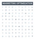 Marketing optimization vector line icons set. Optimization, Marketing, Strategy, Analysis, Research, Audience, Targeting