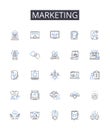 Marketing line icons collection. Synergy, Collaboration, Unity, Joint effort, Cohesion, Teamwork, Alliance vector and