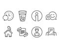 Marketing, Person and Ice tea icons. Dating, Update time and Receive file signs.