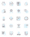 Marketing promotion linear icons set. Advertising, Branding, Campaign, Contest, Demographics, Digital, Discounts line