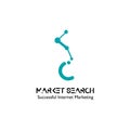 Marketing search logo simple with blue color