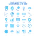 Marketing and SEO Blue Tone Icon Pack - 25 Icon Sets Royalty Free Stock Photo