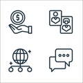 marketing seo business line icons. linear set. quality vector line set such as chat bubble, globe, profile Royalty Free Stock Photo