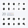 20 Marketing And Seo Solid Glyph icon Pack like focus seo solution talk seo server Royalty Free Stock Photo
