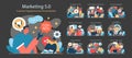 Marketing 5.0 set. A vibrant depiction of customer engagement and personalization