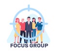 Marketing social focus group. People standing in crosshairs. Community business research. Customer audience. Sociology