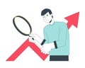 Marketing statistics flat line concept vector spot illustration Royalty Free Stock Photo