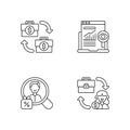 Marketing strategies linear icons set