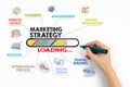 Marketing strategy Concept. Chart with keywords and icons on white background Royalty Free Stock Photo
