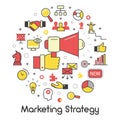 Marketing Strategy Line Art Thin Icons