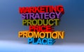 marketing strategy product price promotion place on blue