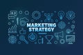 Marketing Strategy vector blue linear horizontal illustration Royalty Free Stock Photo
