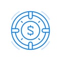 Marketing targeting investment vector line icon. Cash transactions and banking favorable services.